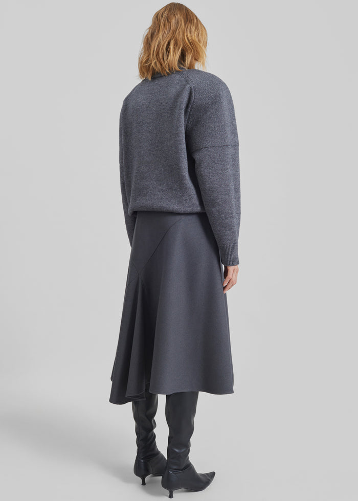 Bayel Flared Midi Skirt - Dark Grey