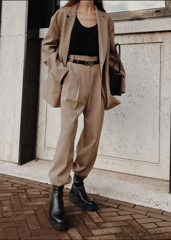 Bea Suit Pants - Latte Pants The Frankie Shop