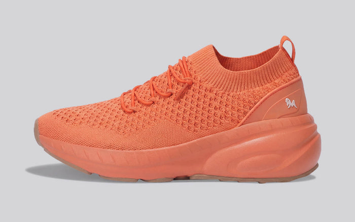 Begin Walk Soothe Lace Ups for Women knit fabric shoes regular fit orange breathable casual wear side view