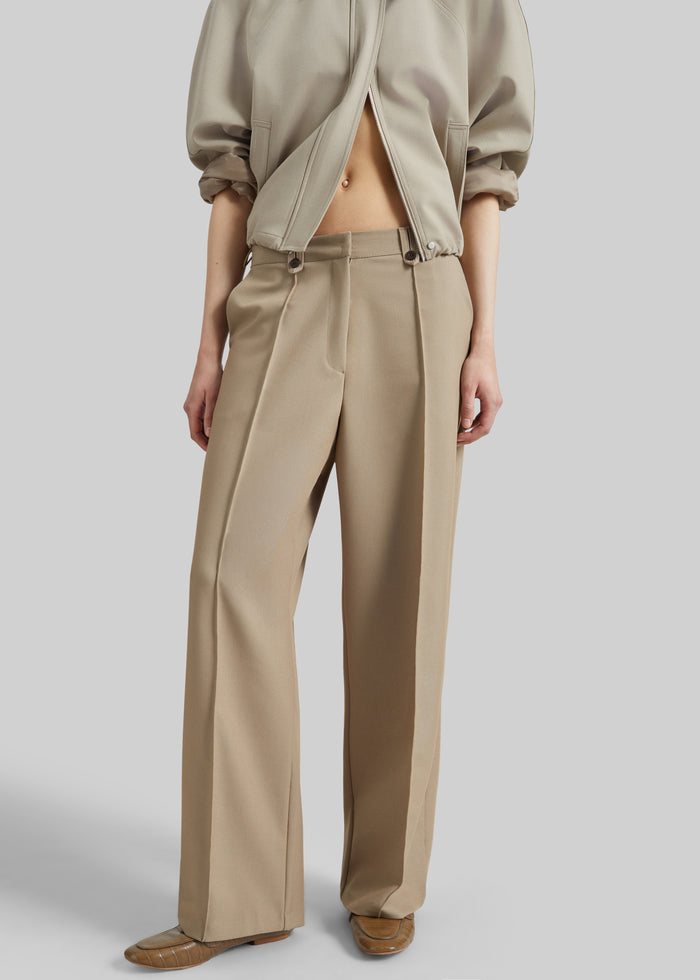 Belliva Front Seam Straight Trousers - Camel