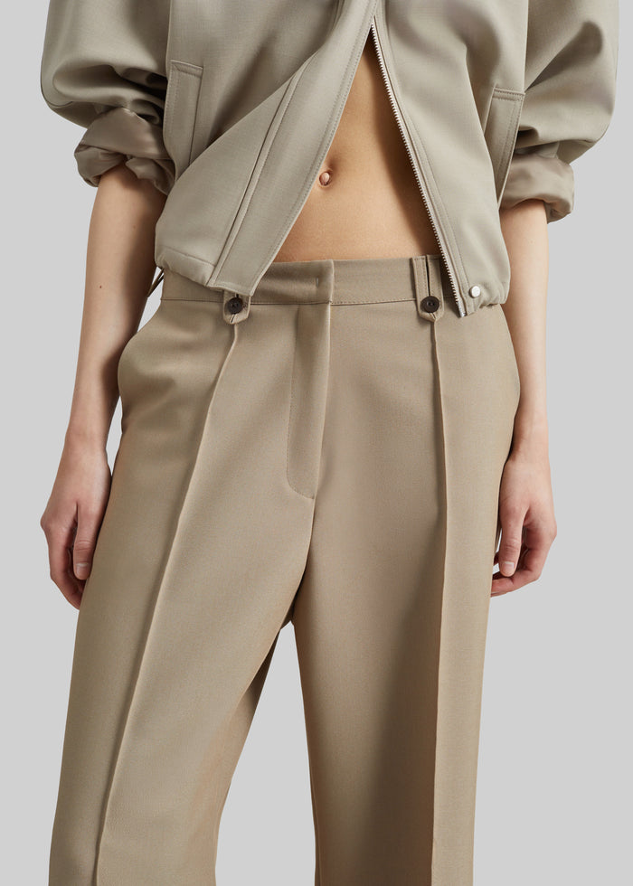 Belliva Front Seam Straight Trousers - Camel