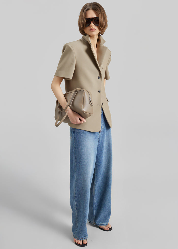 Belliva Short Sleeve Blazer - Camel
