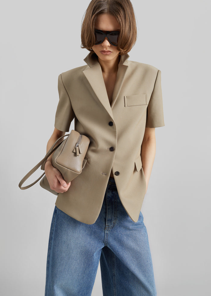 Belliva Short Sleeve Blazer - Camel
