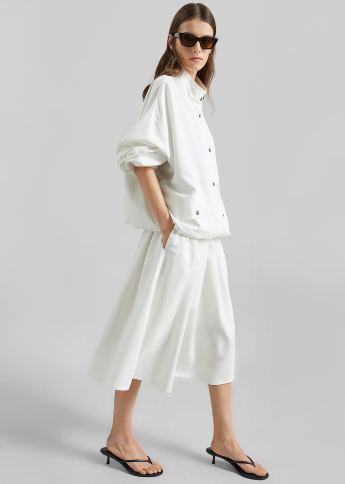 Bellona Flared Midi Skirt - White