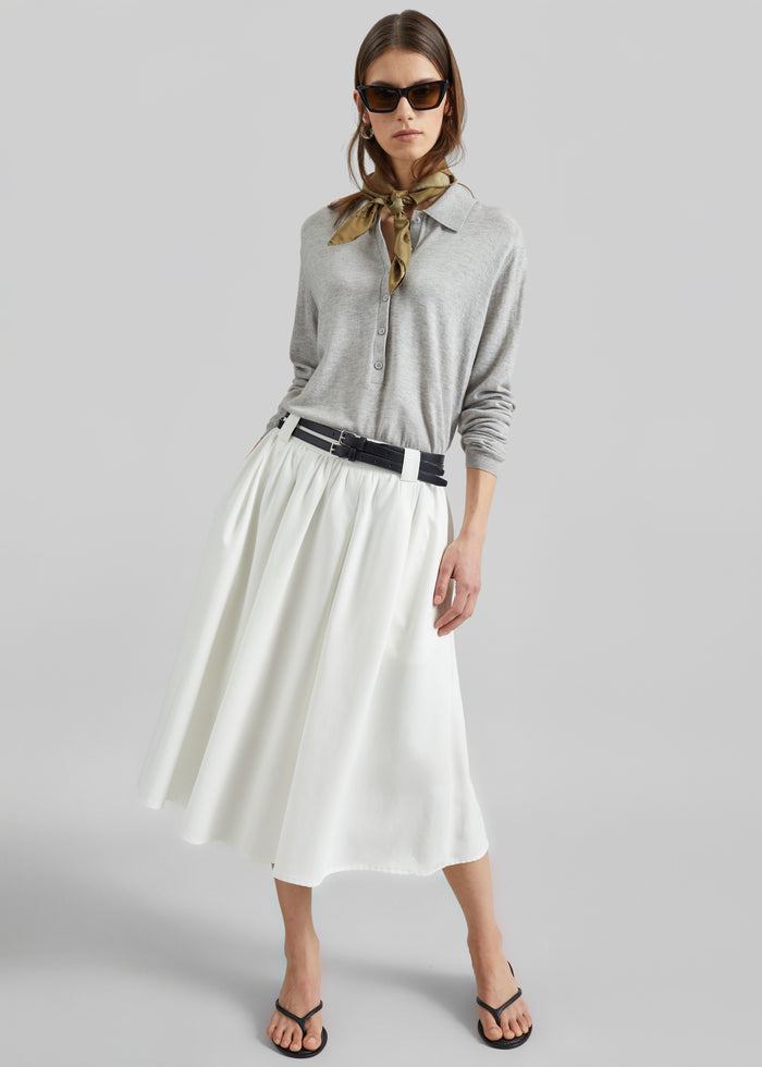 Bellona Flared Midi Skirt - White