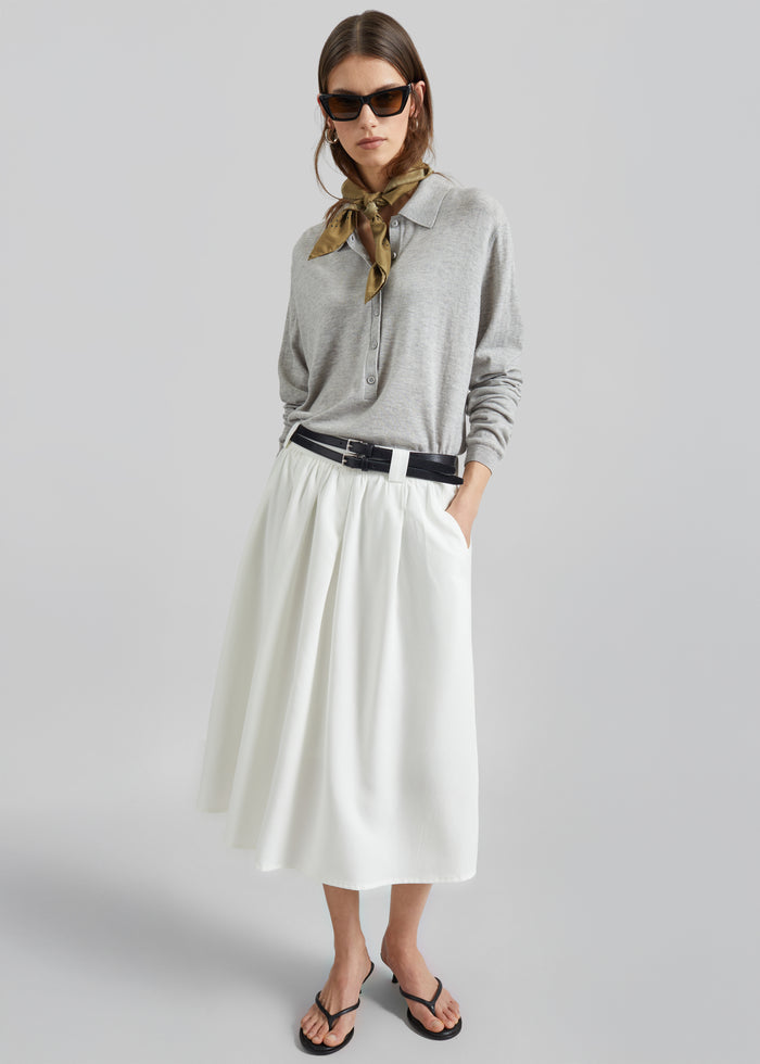 Bellona Flared Midi Skirt - White