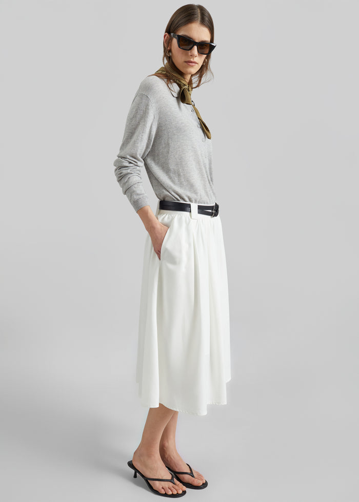 Bellona Flared Midi Skirt - White