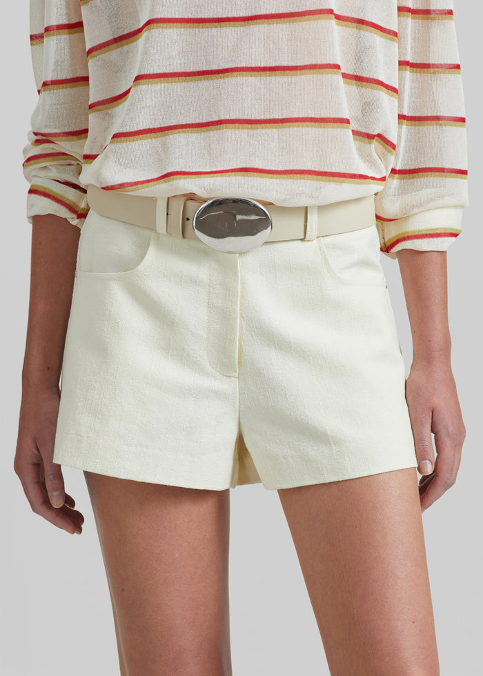 Belma Textured Mini Shorts - Cream