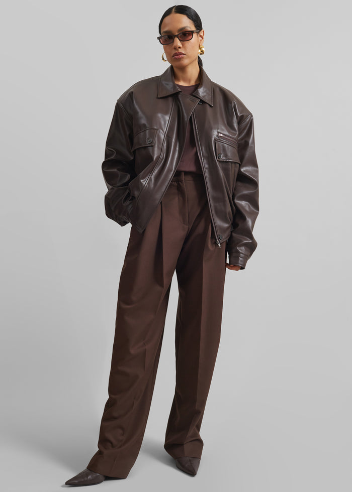 Belmont Faux Leather Jacket - Brown