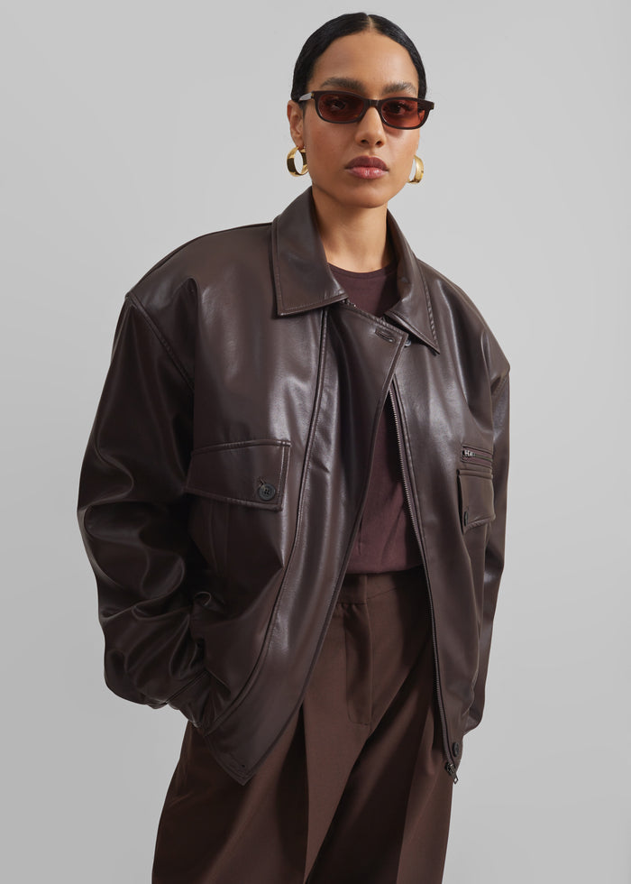 Belmont Faux Leather Jacket - Brown
