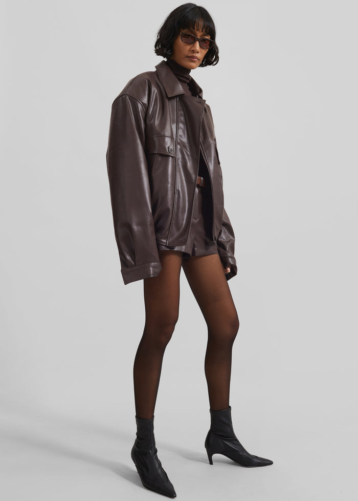 Belmont Faux Leather Jacket - Brown
