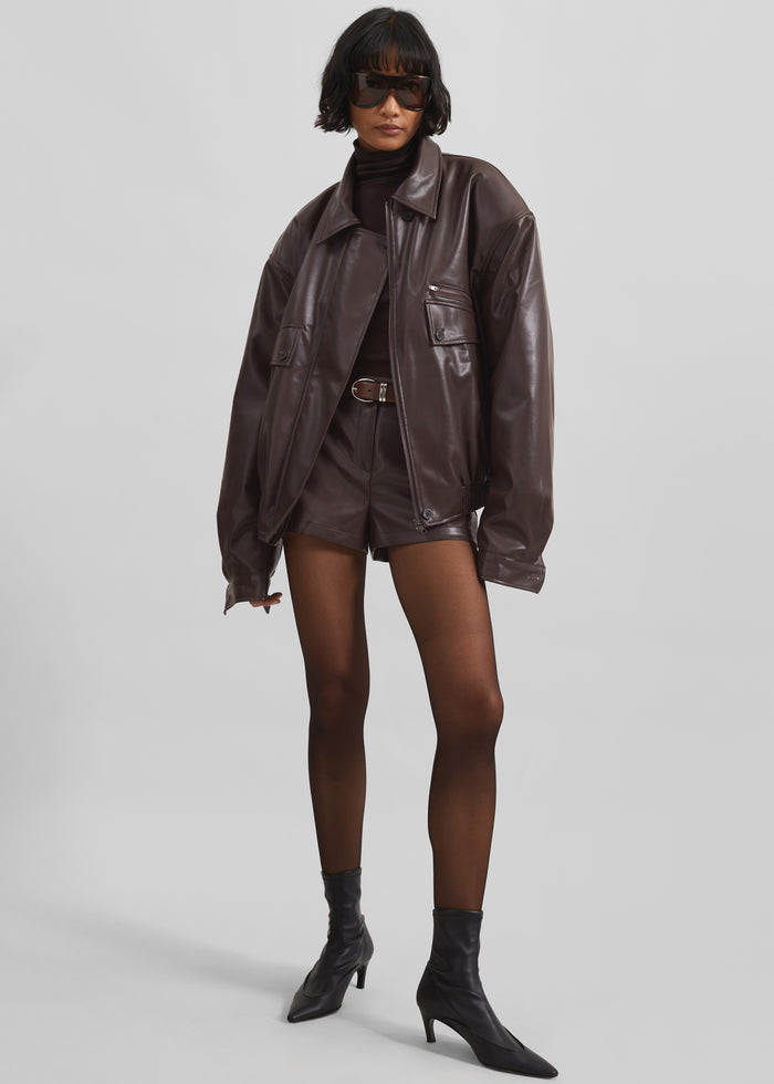 Belmont Faux Leather Jacket - Brown