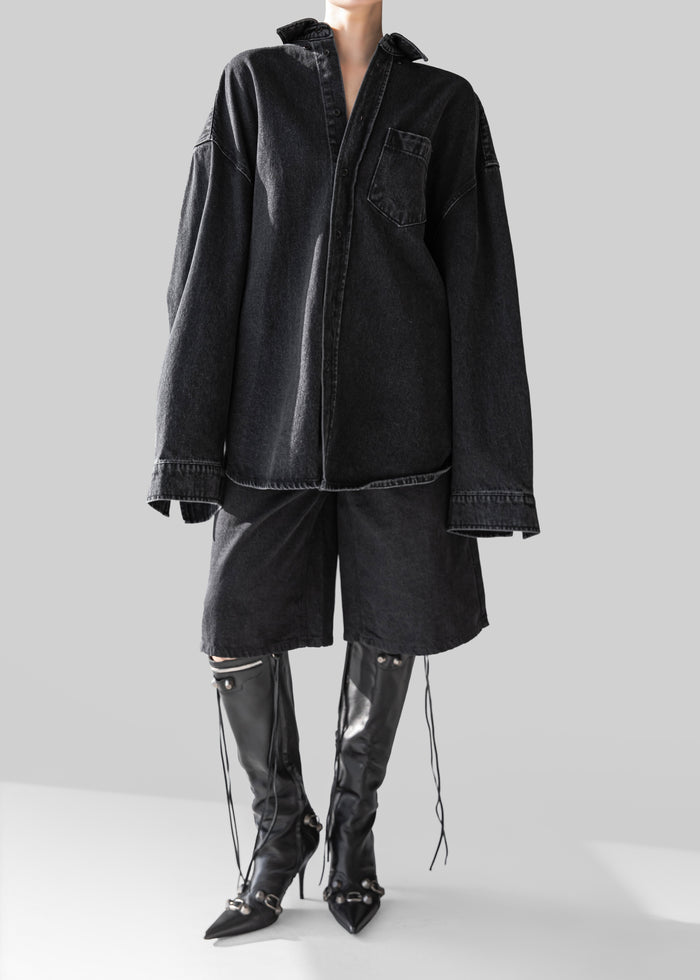 Belvis Oversized Denim Shirt - Black Wash
