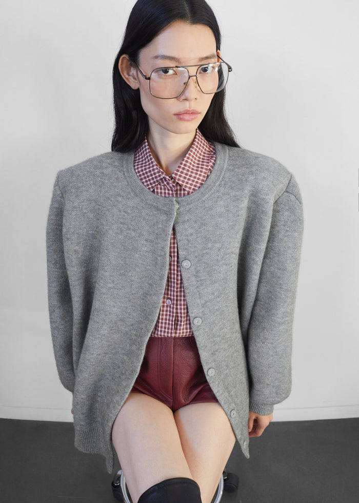 Bergen Padded Knit Cardigan - Grey