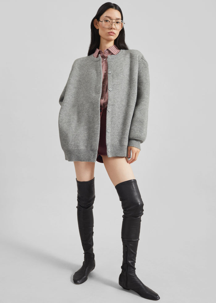 Bergen Padded Knit Cardigan - Grey
