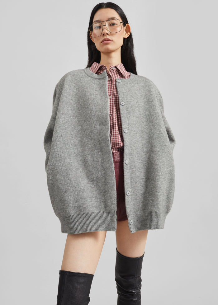 Bergen Padded Knit Cardigan - Grey