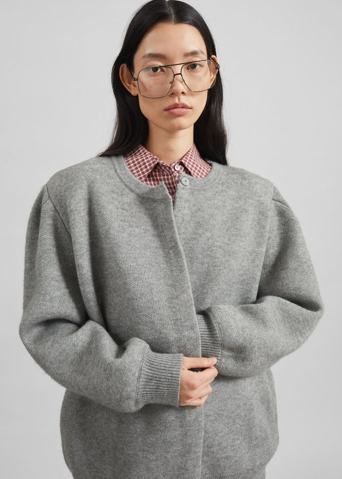 Bergen Padded Knit Cardigan - Grey