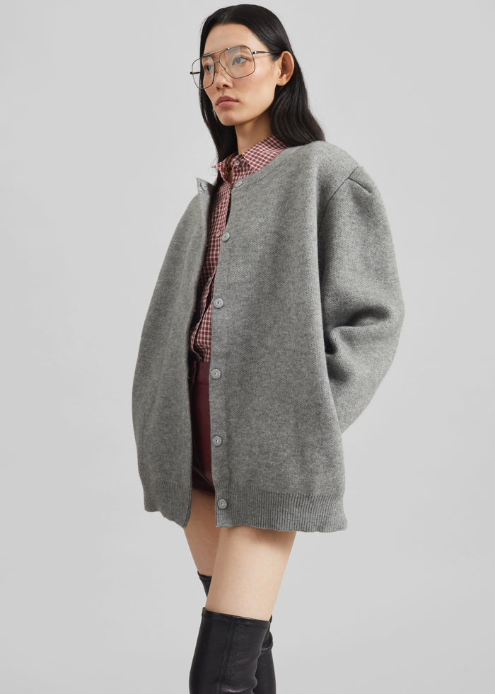 Bergen Padded Knit Cardigan - Grey
