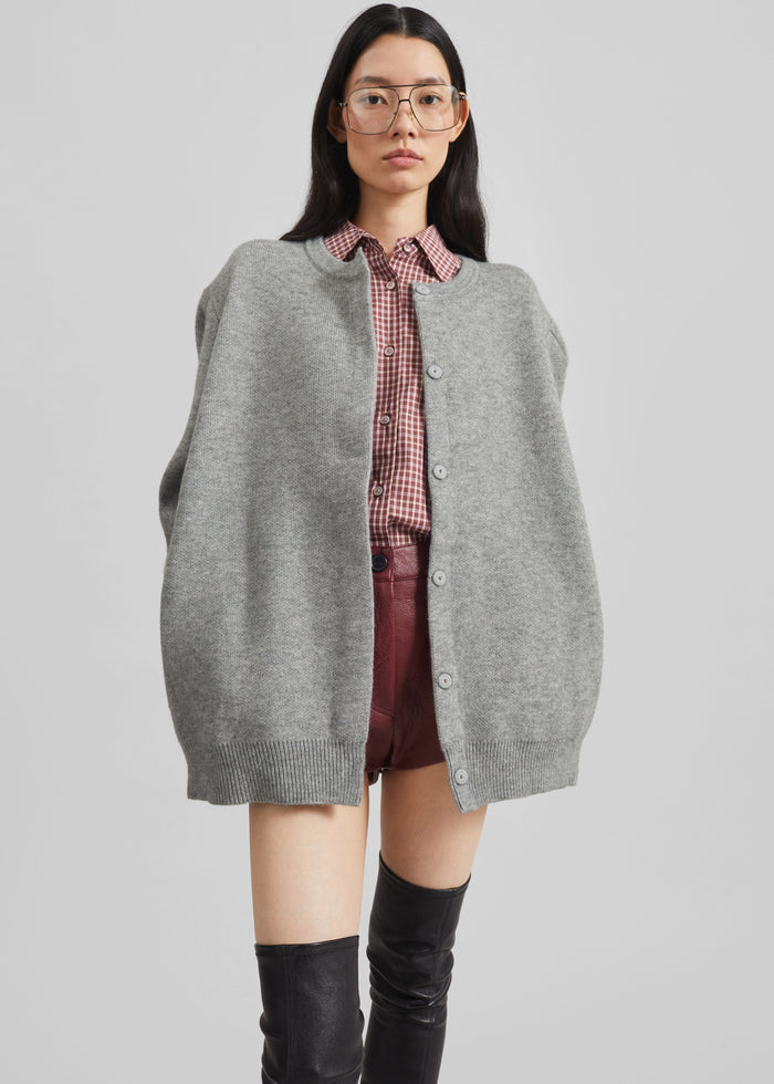 Bergen Padded Knit Cardigan - Grey