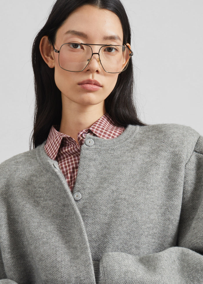 Bergen Padded Knit Cardigan - Grey