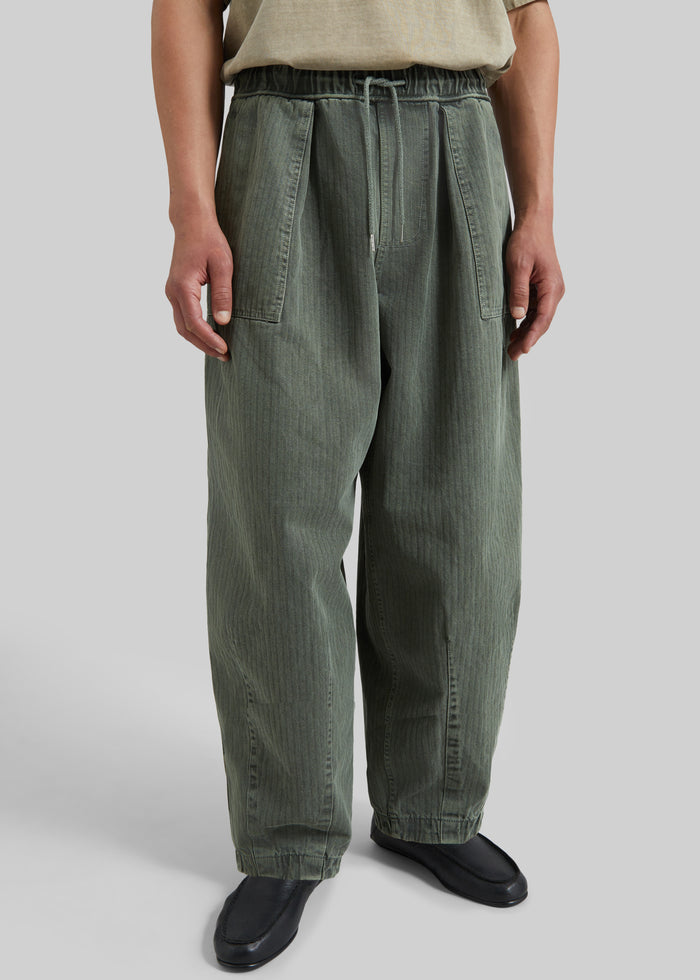 Bernay Herringbone Balloon Pants - Pale Olive