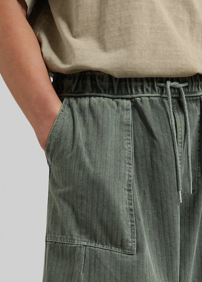Bernay Herringbone Balloon Pants - Pale Olive