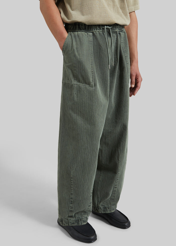 Bernay Herringbone Balloon Pants - Pale Olive