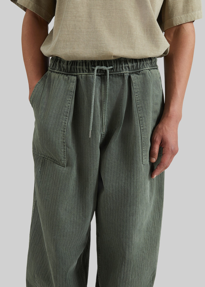 Bernay Herringbone Balloon Pants - Pale Olive