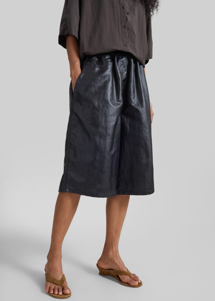 Beslon Leather-Effect Bermuda Shorts - Black