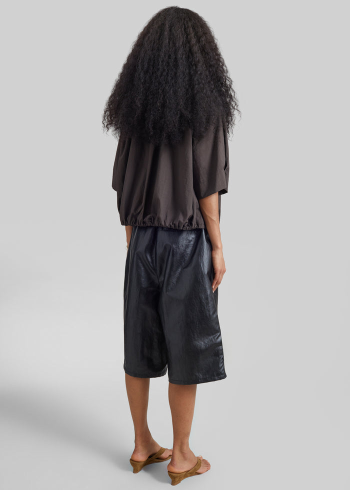 Beslon Leather-Effect Bermuda Shorts - Black