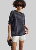 Biarritz Fine Knit Pullover - Navy/White Stripe