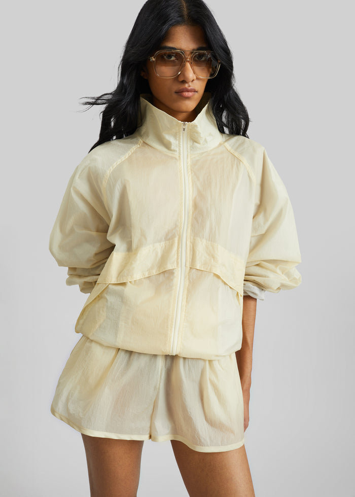 Bicos Sheer Mini Track Shorts - Pale Yellow