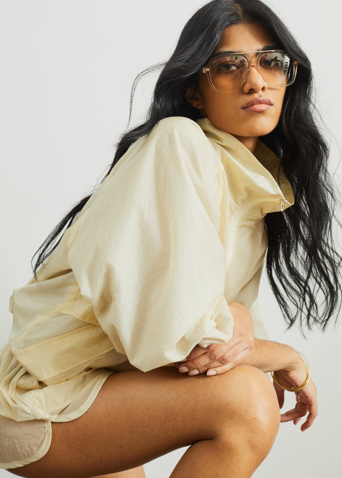 Bicos Sheer Track Jacket - Pale Yellow