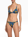 Bikini donna a vela fantasia fiori su fondo blu - Gallo 1927 - Official Online Shop