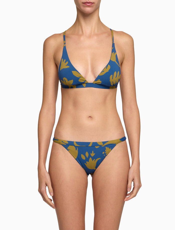 Bikini donna a vela fantasia fiori su fondo blu - Gallo 1927 - Official Online Shop