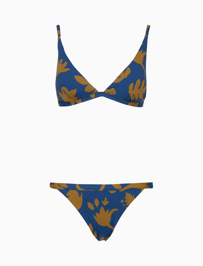 Bikini donna a vela fantasia fiori su fondo blu - Gallo 1927 - Official Online Shop