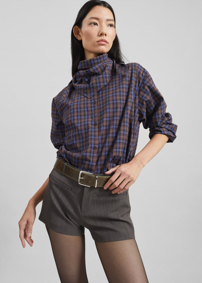 Bitry Scarf Shirt - Brown Plaid