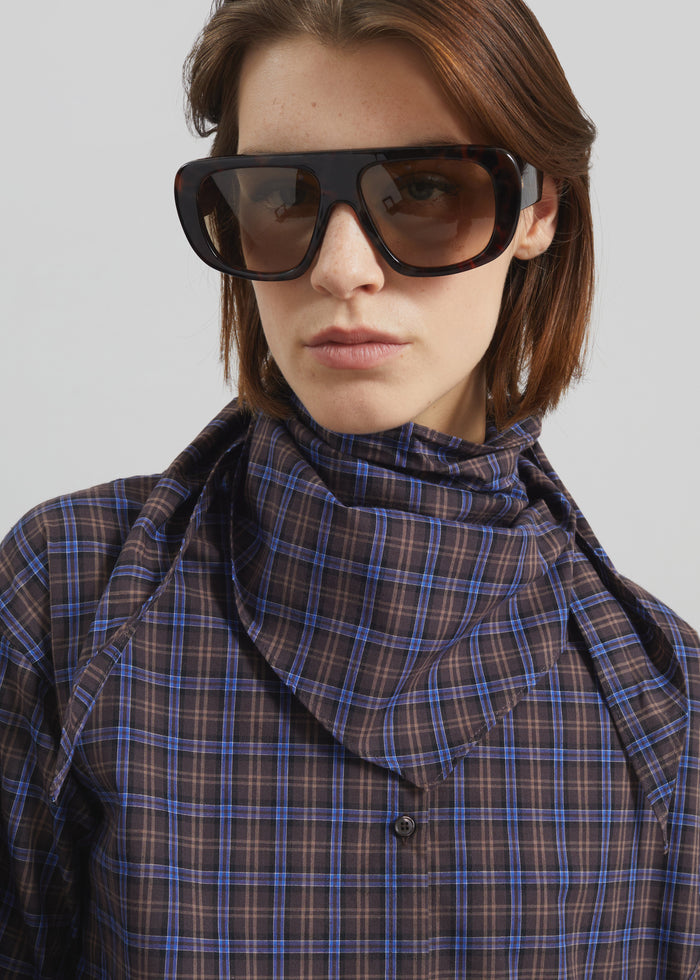 Bitry Scarf Shirt - Brown Plaid
