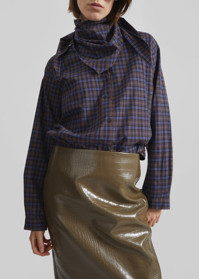 Bitry Scarf Shirt - Brown Plaid