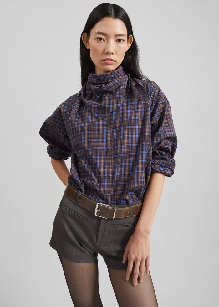 Bitry Scarf Shirt - Brown Plaid