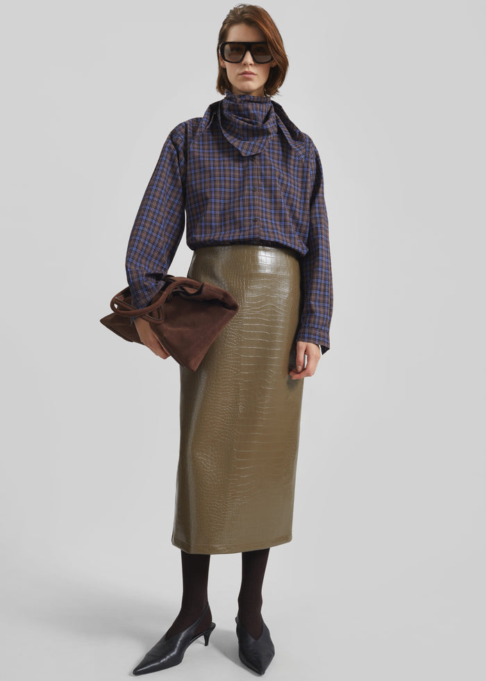 Bitry Scarf Shirt - Brown Plaid