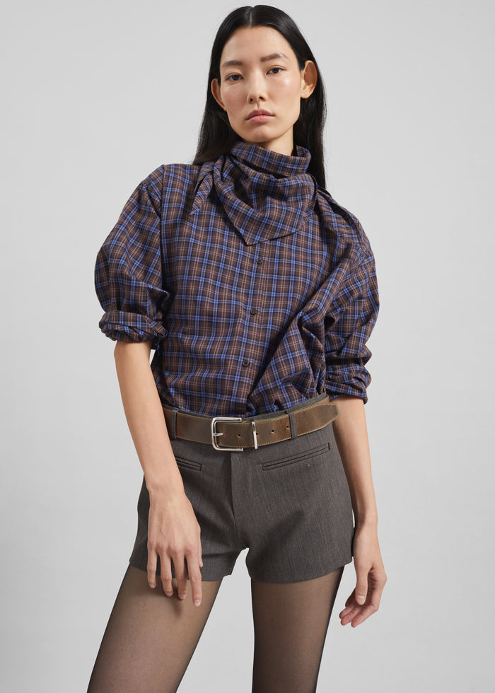 Bitry Scarf Shirt - Brown Plaid