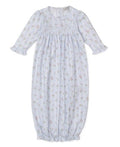 blue floral smocked gown