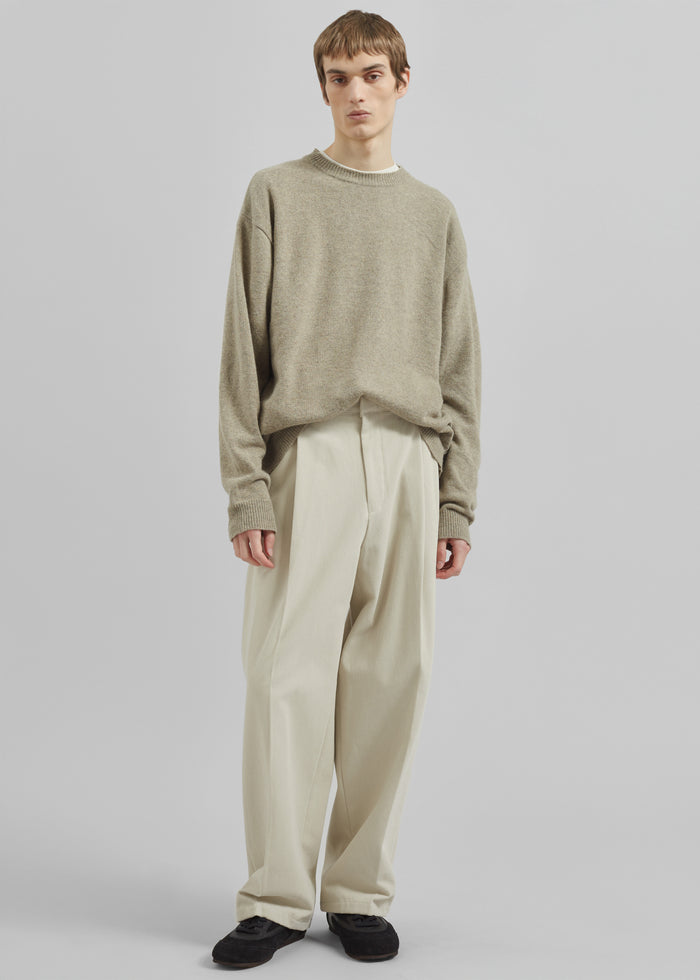 Borken Pleated Twill Pants - Ivory