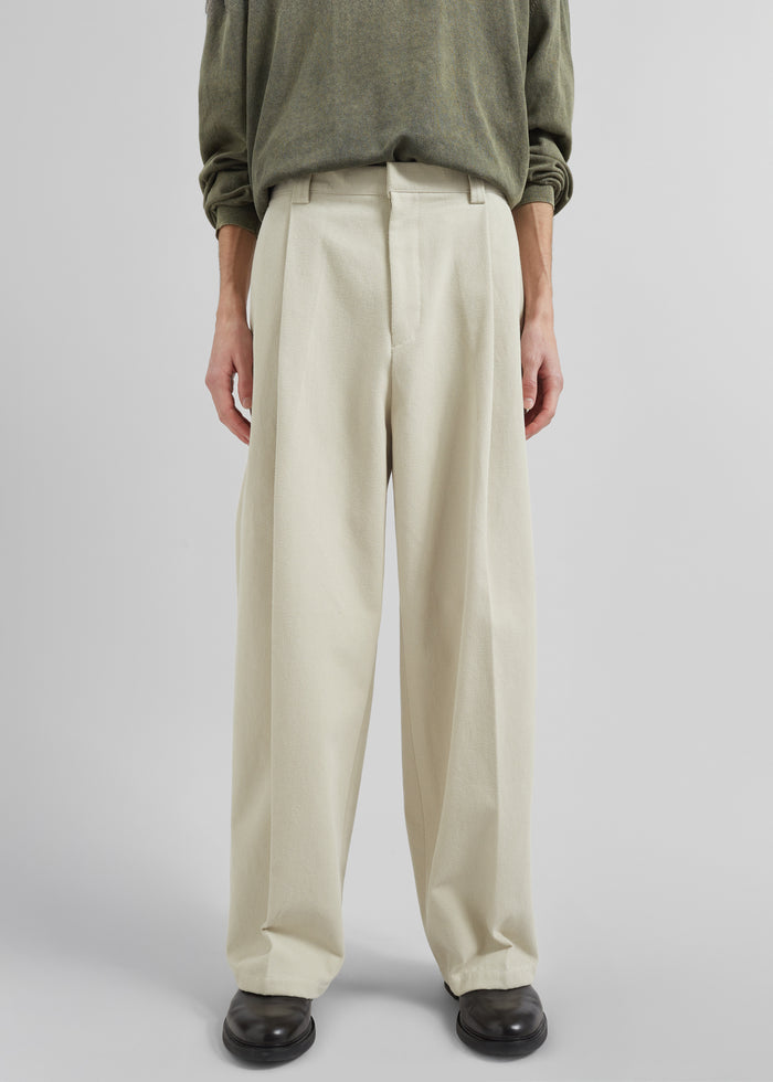 Borken Pleated Twill Pants - Ivory