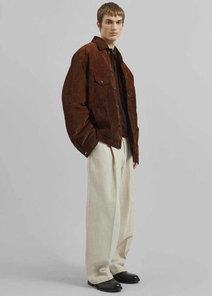 Borken Pleated Twill Pants - Ivory