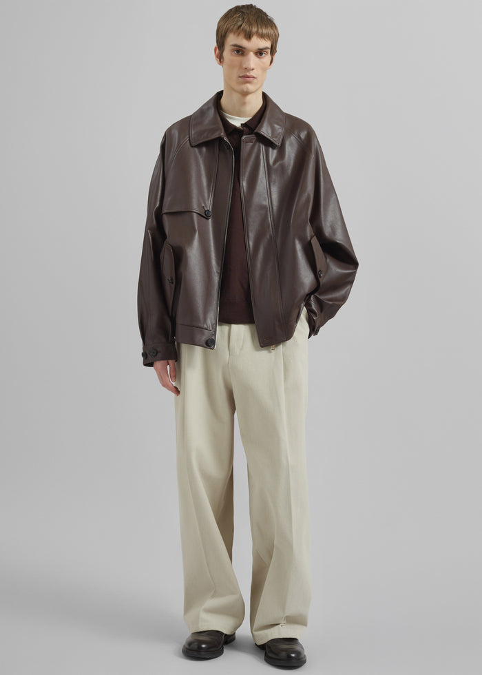 Borken Pleated Twill Pants - Ivory