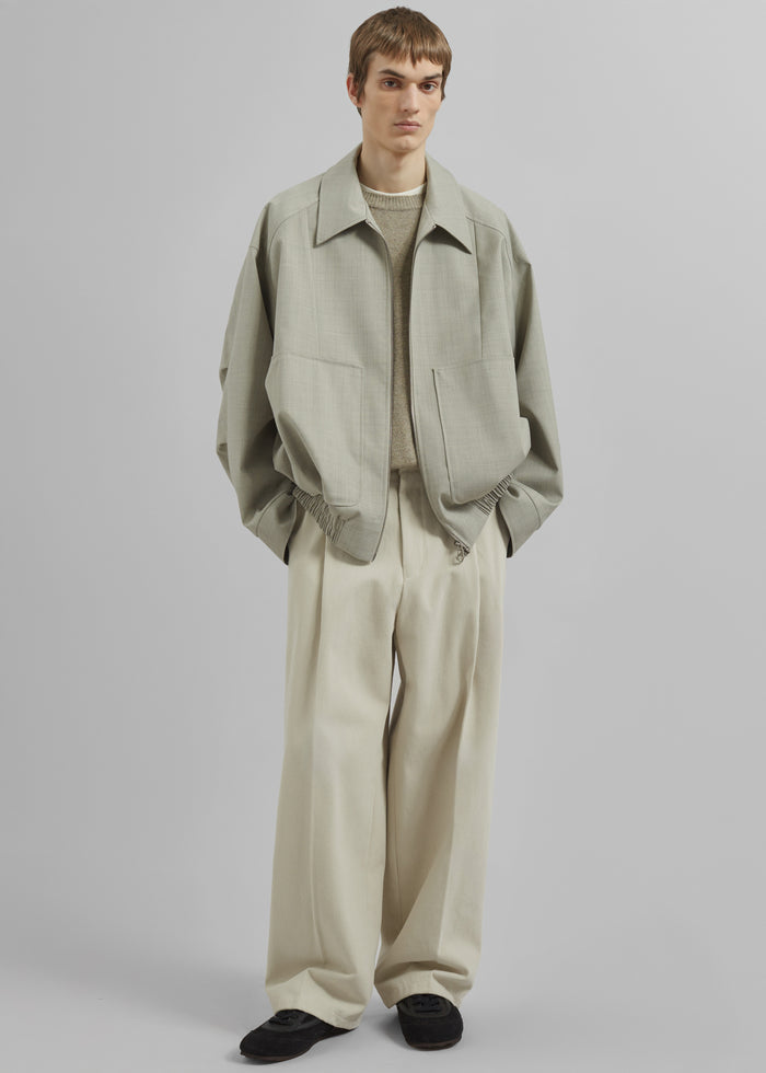 Borken Pleated Twill Pants - Ivory