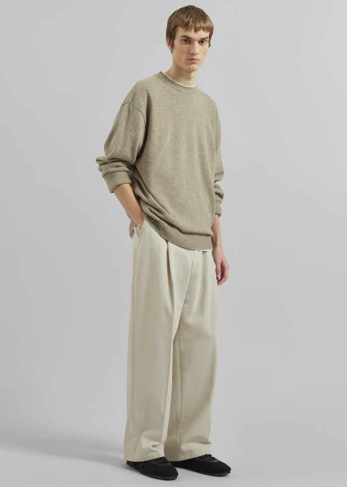 Borken Pleated Twill Pants - Ivory