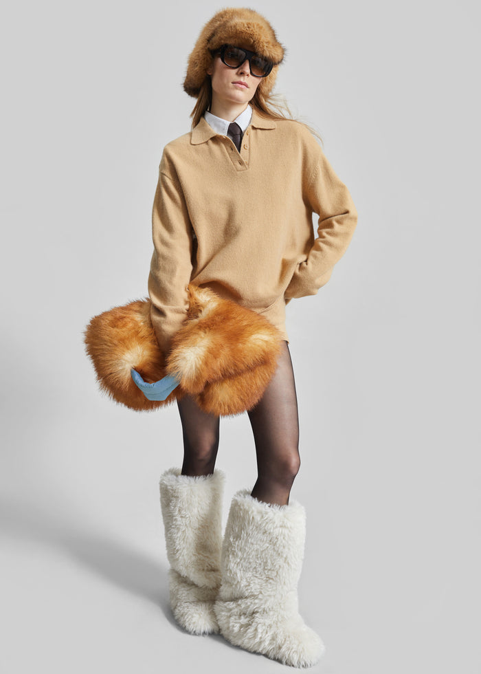 Bresica Knit Polo Sweater - Camel